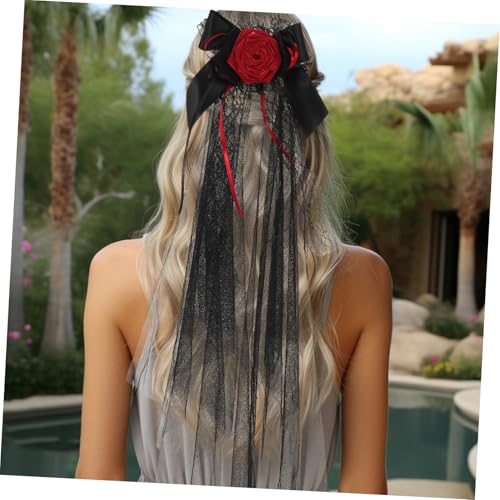 TOGEVAL Gothic Halloween Veil Headband mit Realistischer Leichtes Schwarzes Netzstoff-haarband für Brautkostüm Komfortabel Strapazierfähig für Halloween Karneval Partys und Cosplay von TOGEVAL