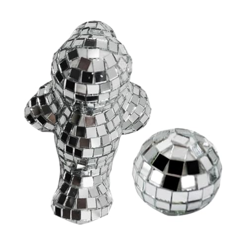 TOGEVAL Handgefertigte Mini Disco Kugel Dekofigur Silberner Spiegelball Detailreich Verspielte Wohnraumdekoration Tisch Schmuck von TOGEVAL