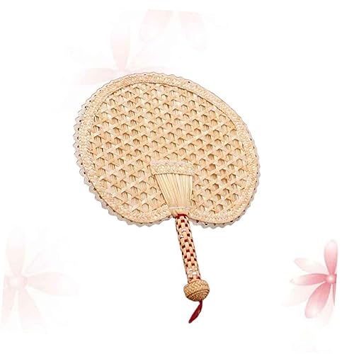 TOGEVAL Handgefertigter Gestrickter Cattail Fächer Runder Natürlicher Weizenstroh Handventilator Tragbarer Kühlfächer für Sommer Strand Party Leicht und Elegant TOGEVAL Handgefertigter Gestrickter Cattail Fächer Runder Natürlicher Weizenstroh Handventilator Tragbarer Kühlfächer für Sommer Strand Party Leicht und Elegant von TOGEVAL