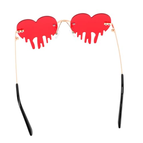 TOGEVAL Herzförmige Tränen Sonnenbrille Lustige Partybrille ohne Rahmen Metallrand Rote Gläser Festival Accessoire für Karneval Valentinstag Geburtstag TOGEVAL Herzförmige Tränen Sonnenbrille Lustige Partybrille ohne Rahmen Metallrand Rote Gläser Festival Accessoire für Karneval Valentinstag Geburtstag von TOGEVAL