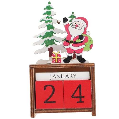 TOGEVAL Holz Adventskalender Weihnachtsmann Tischdeko Verstellbar Langlebig Kreativer Countdown Kalender Weihnachtsdekoration für Familie von TOGEVAL