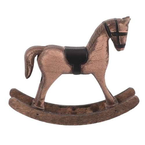 TOGEVAL Holzpferd Figur Retro Rocking Horse Statue Miniatur Pferdespielzeug Für Tischdekoration Im Wohnzimmer Bücherregal Originelles Wohnaccessoire von TOGEVAL