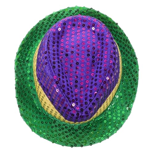 TOGEVAL Karnevals Hüte Rave-kopfbedeckung Fedora-hüte Für Herren Glitzerhüte Für Damen Kopfbedeckungen Für Partybevorzugungen Cosplay-partyhüte Pailletten-rave-hüte Grün Baumwolle von TOGEVAL
