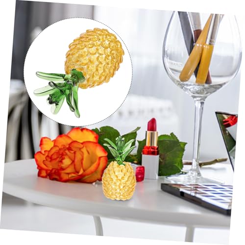 TOGEVAL Kristall Ananas Figur Handgefertigtes Obst Deko-Accessoire Für Schreibtisch Kreative Tischornament Mit Lebendigen Farben Für Büro Wohnraumdeko von TOGEVAL