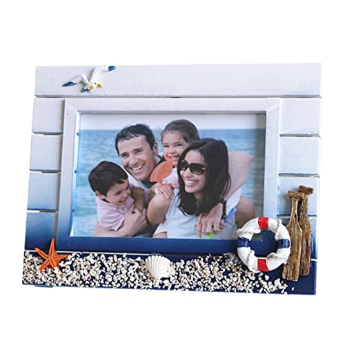 TOGEVAL Mediterraner Holz Bilderrahmen Nautisches Design Kreativer Fotohalter Desktop Ornament aus Hochwertigem Timber Material für Langlebige Schreibtischdekoration von TOGEVAL