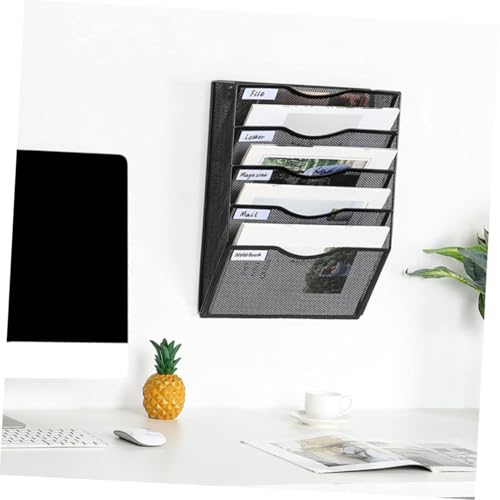 TOGEVAL Metall Wand organizer Fächer Dokumentenhalter Büro Mesh Design Platzsparend Ordnerhalter für Akten Briefpapier und Magazine in Schwarz von TOGEVAL