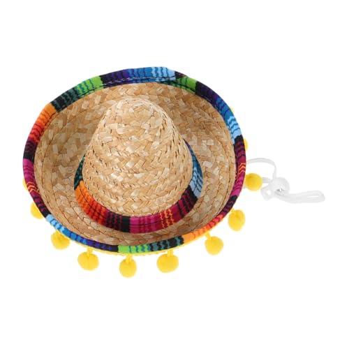 TOGEVAL Mini Mexikanischer Sombrero Partyhut Leicht Niedliche Fiesta Kopfbedeckung für Hunde Katzen und Frauen Verstellbarer Chapeau für Karneval Geburtstagsfeiern und Themenpartys von TOGEVAL