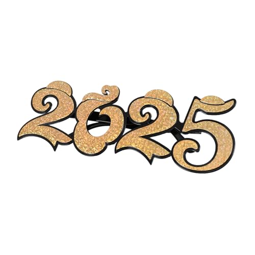 TOGEVAL Neujahrs Partybrille aus Robustem Pc Material Leichte Lustige Silvester Brille für Jahreswechsel Feier Goldenes Zahlen Design als Witziges Kostüm Accessoire für Jung und Alt von TOGEVAL
