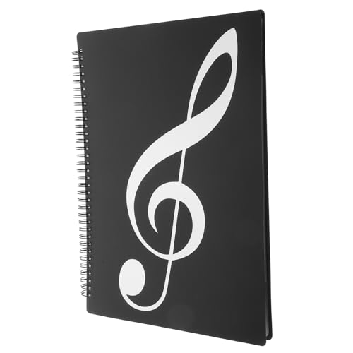 TOGEVAL Notenblatt Organizer Musik Dokumentenmappe mit Blättern Schwarz mit Silbernen Noten für Lehrer Schüler und Musiker Praktischer Datei Halter für Noten und Memos von TOGEVAL