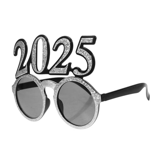 TOGEVAL Partybrille aus Langlebigem Pc Material Leichte Bequeme Digitale Neujahrsbrille als Fotorequisite für Silvester und Abschlussfeiern Silbernes Einzigartiges Design von TOGEVAL