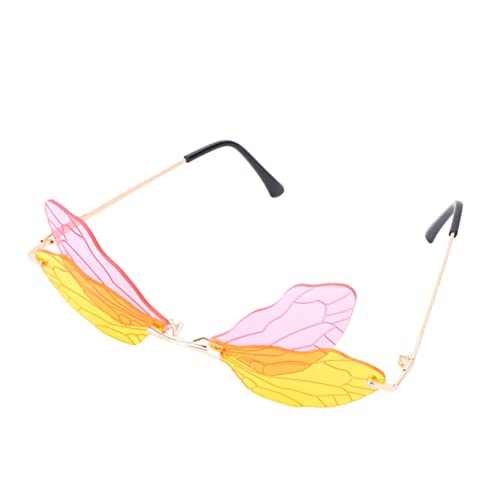 TOGEVAL Photo Glasses Props Dragonfly Wings Brille Party Dekorative Leichte Flügelbrille für Damen Herren Modische Bunte Brillen für Karneval Cosplay und Festtagsfotos von TOGEVAL