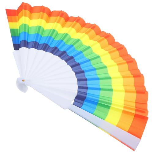 TOGEVAL Regenbogen Faltbarer Handfächer Leicht Tragbar Bunte Kunststofffächer Pride Party Zubehör für Hochzeiten Geburtstage Tanz und Lgbtq Dekoration von TOGEVAL