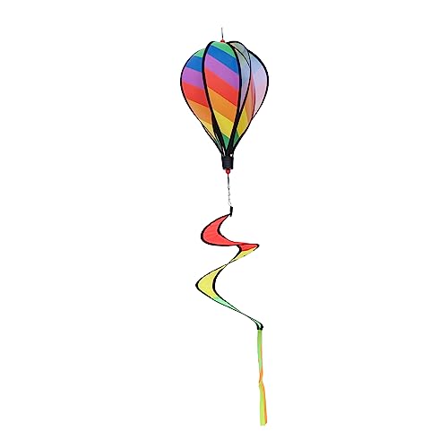 TOGEVAL Regenbogen Heißluftballon Aufhängedekoration Wetterfestes Outdoor Garten Ornament Für Partys Und Feiern Bunte Rotierende Deko Für Hochzeit Und Gartenfest von TOGEVAL
