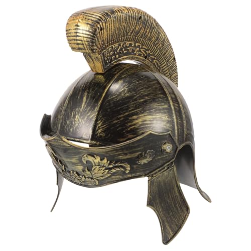 TOGEVAL Römischer Soldatenhelm Goldfarbener Mittelalterlicher Helm Cosplay Zubehör für Erwachsene Karneval Halloween Kostüm Party von TOGEVAL
