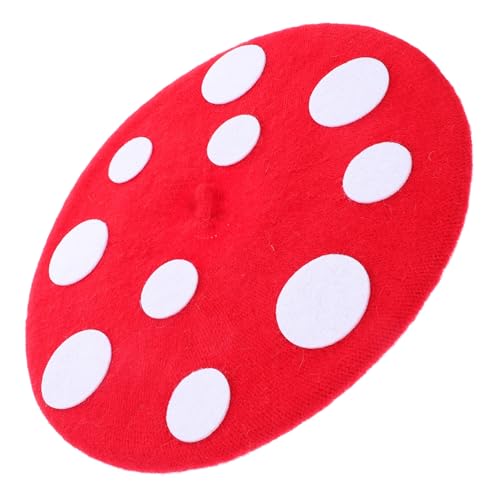 TOGEVAL Rotes Pilz kostüm Mütze Kreative Lustige Beret kappe Bequemer Weicher Fotografisches Party accessoire für Mädchen und Faschingsfeiern von TOGEVAL