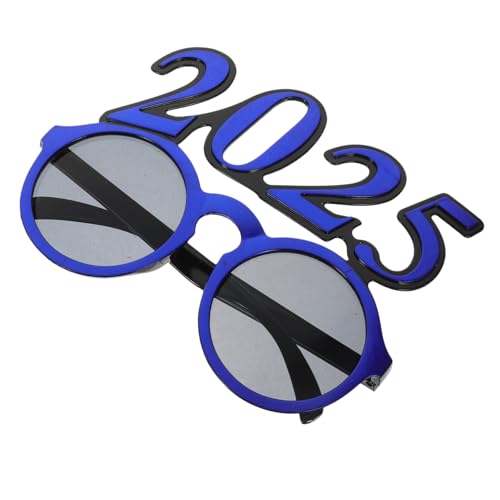 TOGEVAL Runde Partybrille aus Robustem Pc Material Lustige Neujahr Brille für Erwachsene Dekoratives Partyzubehör für Silvester Abschlussfeier und Fotorequisiten in Blau von TOGEVAL