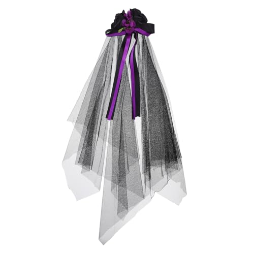 TOGEVAL Schleier Brautzubehör Blumenkostüm Stirnband Blumennetzschleier Tag Der Toten Krone Halloween Blumenstirnband Blumenbrautstirnband Schleier Für Kostüm Seidenstoff Schwarz von TOGEVAL