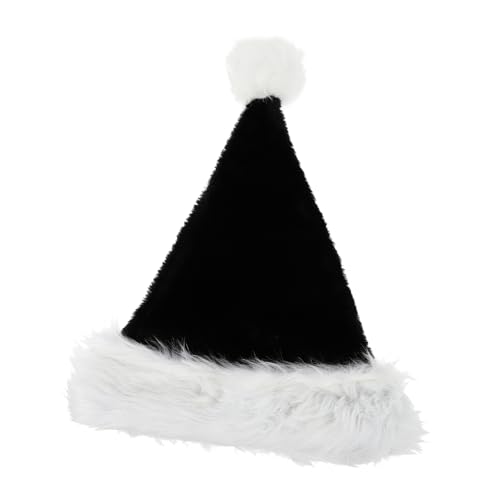 TOGEVAL Schwarze Weihnachtsmütze aus Langflorigem Plüsch Halloween für Erwachsene Rutschfestes Cosplay Accessoire Festliche Kopfbedeckung für Xmas Feiern von TOGEVAL