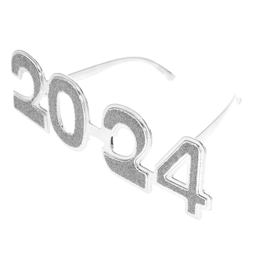 TOGEVAL Silbergraue Partybrille Zahlen Design Lustige und Auffällige Fotorequisiten für Silvesterfeier Bequeme und Strapazierfähige Kunststoffbrille für Erwachsene von TOGEVAL