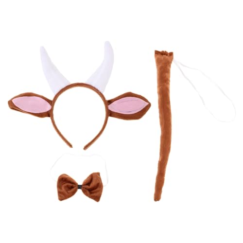 TOGEVAL Tierkostüm Ziegenhörner Haarreif Set mit Ohren und Leicht Bequem Dekorativ für Cosplay Party Geburtstag und Festival und Tragbar Niedliches Animal Ear Headband Kit von TOGEVAL
