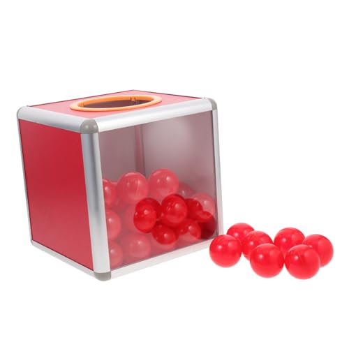 TOGEVAL Transparente Aluminium legierung Raffle Ticket Box mit Roten Bällen Robuste Spenden Wahlbox für Fundraising Einfache Installation Vielseitig Verwendbar für Partys Büro und von TOGEVAL