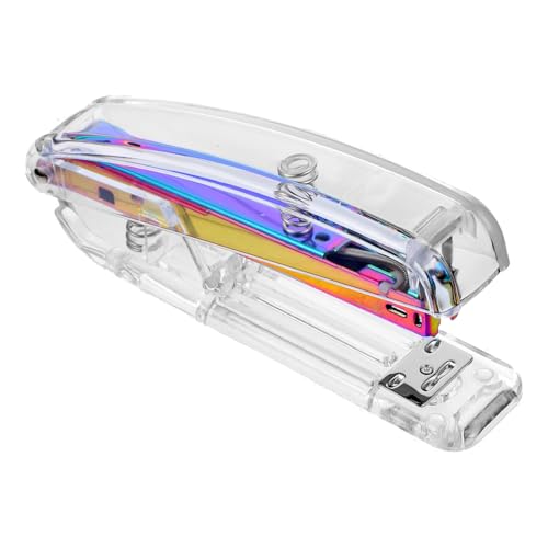 TOGEVAL Transparenter Tacker Heftgerät mit Rutschfesten Füßen Tragbarer Kunststoff Bürohefter für Schüler und Home Office Langlebiger und Modischer Desktop Organizer Stapelt Mehrere von TOGEVAL