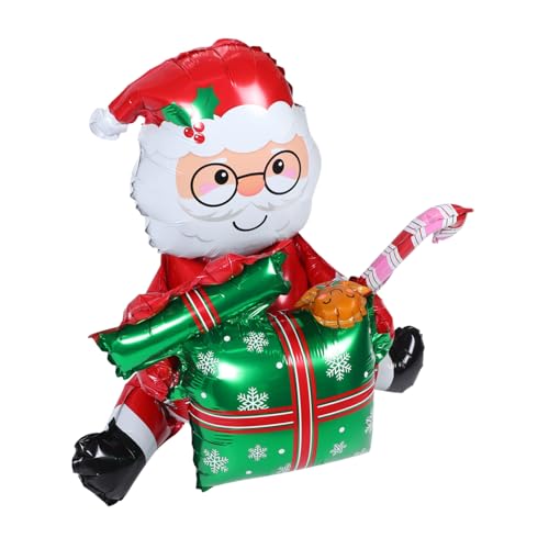 TOGEVAL Weihnachtsmann Folienballon Aufblasbar Grün Rotes Design Langlebige Aluminiumfolie Weihnachtsdeko für Party und Laden Festliche Atmosphäre Einfache Handhabung Vielseitig Einsetzbar von TOGEVAL