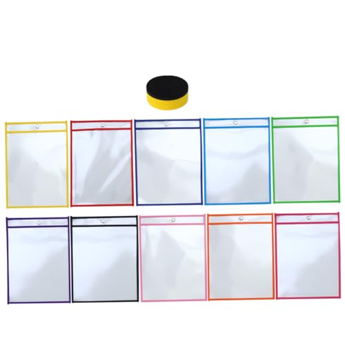 TOGEVAL Wiederverwendbare Transparente Dry Erase Dokumententaschen aus Pet mit Radiergummi Abwischbar Verschleißfest mit Metallöse zum Aufhängen für Schule und Büro von TOGEVAL