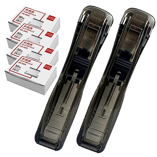 TOGEVAL Wiederverwendbarer Bürohefter Schwarze Stapler mit Wiederverwendbaren Klammern Tragbares Dokumenten Clamp Tool für Schule Büro und Zuhause von TOGEVAL