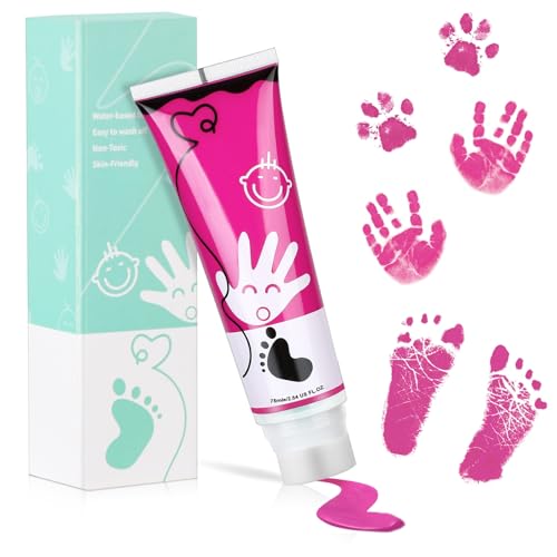 TOGOU2S Fußabdruck Farbe Baby mit Schwammkopf Handabdruck Baby Pfotenabdruck set Hund Fingerfarben Kinder Babysichere Farbe Stempel Ungiftig Säurefreie Leicht Abwaschbar 75ml Rosa TOGOU2S Fußabdruck Farbe Baby mit Schwammkopf Handabdruck Baby Pfotenabdruck set Hund Fingerfarben Kinder Babysichere Farbe Stempel Ungiftig Säurefreie Leicht Abwaschbar 75ml Rosa von TOGOU2S