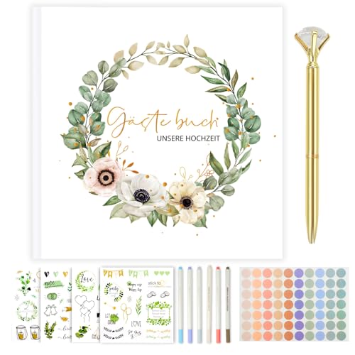 Gästebuch Hochzeit, Hochzeitsbuch mit Gratis Sticker + Metallic Stifte, 120 Seiten Gästebuch Blanko, Hochzeit Gästebuch, Hochzeitsalbum, Gästebuch Hochzeit Personalisiert für Hochzeitsdeko (Grün) Gästebuch Hochzeit, Hochzeitsbuch mit Gratis Sticker + Metallic Stifte, 120 Seiten Gästebuch Blanko, Hochzeit Gästebuch, Hochzeitsalbum, Gästebuch Hochzeit Personalisiert für Hochzeitsdeko (Grün) von TOHADRILL