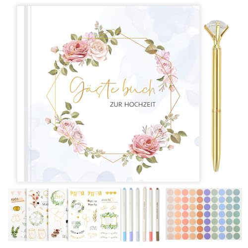 Gästebuch Hochzeit, Hochzeitsbuch mit Gratis Sticker + Metallic Stifte, 120 Seiten Gästebuch Blanko, Hochzeit Gästebuch, Hochzeitsalbum, Gästebuch Hochzeit Personalisiert für Hochzeitsdeko (Rosa) Gästebuch Hochzeit, Hochzeitsbuch mit Gratis Sticker + Metallic Stifte, 120 Seiten Gästebuch Blanko, Hochzeit Gästebuch, Hochzeitsalbum, Gästebuch Hochzeit Personalisiert für Hochzeitsdeko (Rosa) von TOHADRILL