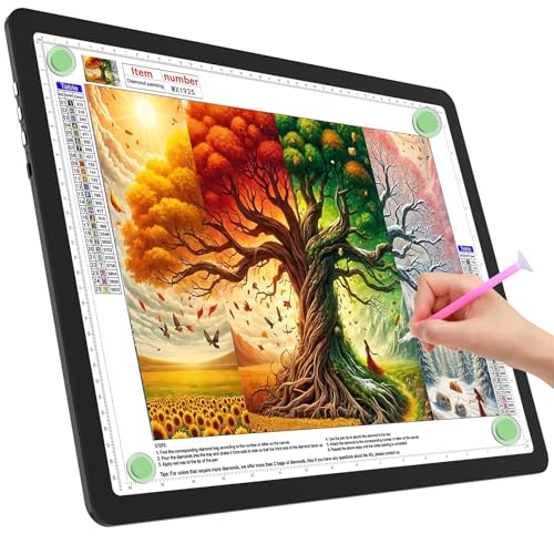 TOHETO A3 Leuchttisch für Diamantmalerei, Ultraheller Leuchtkasten mit Seitliche Tasten, LED Licht Pad zum Nachzeichnen, Lichtplatte Lichttafel zum Skizzieren, Zeichnen, Tattoo, Designen (Schwarz) von TOHETO