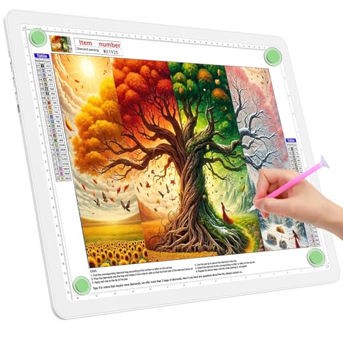 TOHETO A3 Leuchttisch für Diamantmalerei, Ultraheller Leuchtkasten mit Seitliche Tasten, LED Licht Pad zum Nachzeichnen, Lichtplatte Lichttafel zum Skizzieren, Zeichnen, Tattoo, Designen (Weiß) von TOHETO