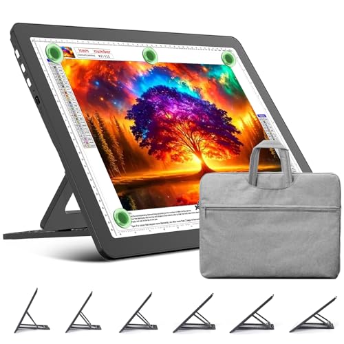 TOHETO A3 Leuchttisch mit Ständer & Tasche für Diamantmalerei, Wiederaufladbares Ultraheller Leuchtkasten zum Zeichnen, Aufladbar Licht Pad zum Nachzeichnen, Kabelloses Lichttafel zum Skizzieren Black TOHETO A3 Leuchttisch mit Ständer & Tasche für Diamantmalerei, Wiederaufladbares Ultraheller Leuchtkasten zum Zeichnen, Aufladbar Licht Pad zum Nachzeichnen, Kabelloses Lichttafel zum Skizzieren Black von TOHETO
