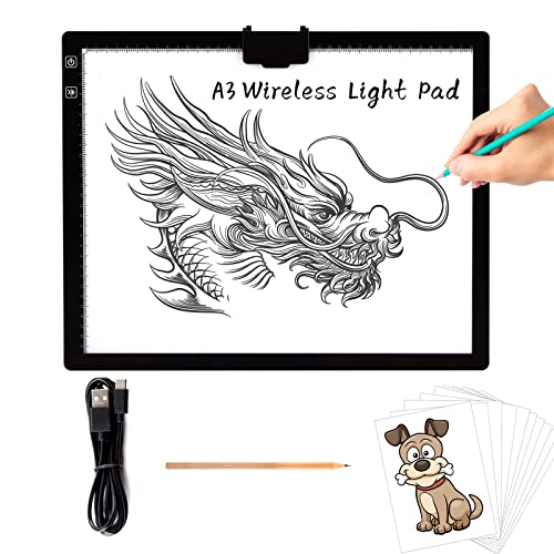 TOHETO A3 LED Leuchttisch mit Integriertem Ständer, Magnetclip, 6-Stufiger und Stufenloser 3-Farben-Dimmhelligkeits Kabellos batteriebetrieben Leuchtkasten für Diamantmalerei, Skizzie TOHETO A3 LED Leuchttisch mit Integriertem Ständer, Magnetclip, 6-Stufiger und Stufenloser 3-Farben-Dimmhelligkeits Kabellos batteriebetrieben Leuchtkasten für Diamantmalerei, Skizzie von TOHETO