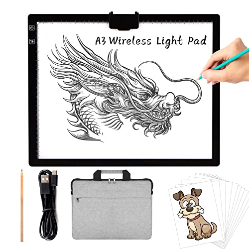 TOHETO A3 LED Leuchttisch mit Tasche, Integriertem Ständer, Magnetclip, 6-stufiger und Stufenloser 3-Farben-Dimmhelligkeits Kabellos Batteriebetrieben Leuchtkasten für Diamantmalerei, Skizzie TOHETO A3 LED Leuchttisch mit Tasche, Integriertem Ständer, Magnetclip, 6-stufiger und Stufenloser 3-Farben-Dimmhelligkeits Kabellos Batteriebetrieben Leuchtkasten für Diamantmalerei, Skizzie von TOHETO