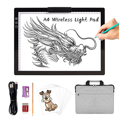 TOHETO A4 Kabellos Leuchttisch mit Tasche, Innovativem Ständer/Oberem Clip, Wiederaufladbar Leuchtkasten, Stufenlos Dimmbar und 6 Helligkeitsstufen Leuchttafel zum Diamantmalerei, Zeichnung (Schwarz) TOHETO A4 Kabellos Leuchttisch mit Tasche, Innovativem Ständer/Oberem Clip, Wiederaufladbar Leuchtkasten, Stufenlos Dimmbar und 6 Helligkeitsstufen Leuchttafel zum Diamantmalerei, Zeichnung (Schwarz) von TOHETO