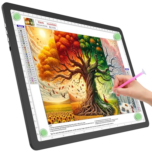 TOHETO A4 Leuchttisch für Diamantmalerei, Ultraheller Leuchtkasten mit Seitliche Tasten, LED Licht Pad zum Nachzeichnen, Lichtplatte Lichttafel zum Skizzieren, Zeichnen, Tattoo, Designen (Schwarz) von TOHETO