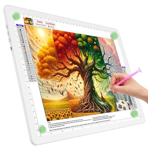 TOHETO A4 Leuchttisch für Diamantmalerei, Ultraheller Leuchtkasten mit Seitliche Tasten, LED Licht Pad zum Nachzeichnen, Lichtplatte Lichttafel zum Skizzieren, Zeichnen, Tattoo, Designen (Weiß) von TOHETO