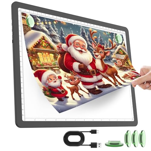 TOHETO A4 Leuchttisch für Diamantmalerei, Wiederaufladbares Ultraheller Leuchtkasten zum Zeichnen, Aufladbar LED Licht Pad zum Nachzeichnen, Kabelloses Lichtplatte Lichttafel zum Skizzieren (Schwarz) TOHETO A4 Leuchttisch für Diamantmalerei, Wiederaufladbares Ultraheller Leuchtkasten zum Zeichnen, Aufladbar LED Licht Pad zum Nachzeichnen, Kabelloses Lichtplatte Lichttafel zum Skizzieren (Schwarz) von TOHETO
