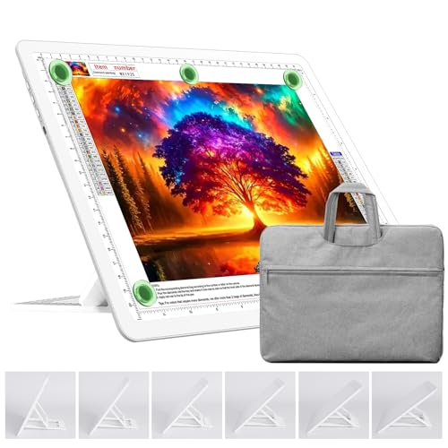 TOHETO A4 Leuchttisch mit Ständer & Tasche für Diamantmalerei, Wiederaufladbares Ultraheller Leuchtkasten zum Zeichnen, Aufladbar LED Licht Pad zum Nachzeichnen, Kabelloses Lichttafel zum Skizzieren von TOHETO