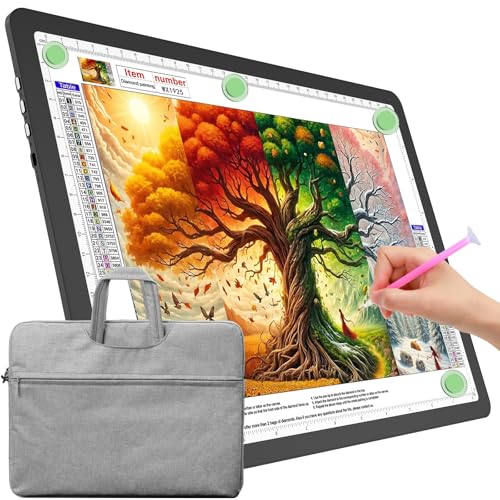 TOHETO A4 Leuchttisch mit Tasche für Diamantmalerei, Ultraheller Leuchtkasten mit Seitliche Tasten, LED Licht Pad zum Nachzeichnen, Lichtplatte Lichttafel zum Skizzieren, Zeichnen, Designen (Schwarz) von TOHETO