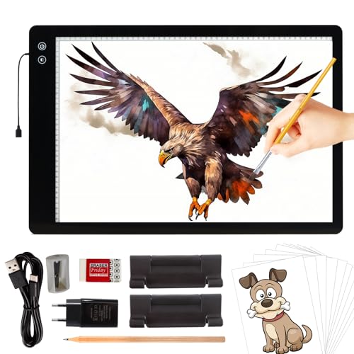 TOHETO Upgraded Wiederaufladbar A2 Leuchttisch, 5200mAh Batteriebetriebener Großer Leuchtkasten, Diamond Painting Superhelle Leuchttafel mit Akku, Kabellos Leuchtplatte Lichtpad für Zeichnen, Tattoo TOHETO Upgraded Wiederaufladbar A2 Leuchttisch, 5200mAh Batteriebetriebener Großer Leuchtkasten, Diamond Painting Superhelle Leuchttafel mit Akku, Kabellos Leuchtplatte Lichtpad für Zeichnen, Tattoo von TOHETO