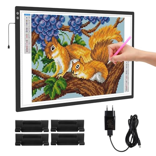 TOHETO Wiederaufladbare A1 Leuchttisch, 6000mAh große LED Leuchttafel für Diamantmalerei, Leuchtplatte mit Akku, Kabellos Light Pad Lichtpad, Leuchtkasten zum Nachzeichnen und Zeichnen, Skizzieren TOHETO Wiederaufladbare A1 Leuchttisch, 6000mAh große LED Leuchttafel für Diamantmalerei, Leuchtplatte mit Akku, Kabellos Light Pad Lichtpad, Leuchtkasten zum Nachzeichnen und Zeichnen, Skizzieren von TOHETO