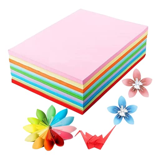 TOKERD 100 Blätter Buntpapier A4 Kopierpapier 120g /m²Bastelpapier Bunt Druckerpapier mit 10 Farben, A4 Groß Origami-papier Farbige Papiere Tonkarton zum Basteln Dekoration von TOKERD