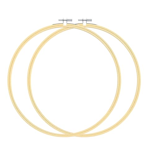 TOKERD 2 Stück 30m Stickrahmen Groß Holz Bambus Kreuzstich Rahmen Einstellbar Stickerei Ring Hoop Runden Bambus Kreis Set Nähmaschine Stickerei Ring Cross Stitch Hoop für Dekoration DIY Nähen von TOKERD