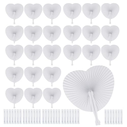 TORKED 60 Stück Papier Fächer Hochzeit, Handfächer Hochzeitsdeko Weiß Herzförmig Faltbar Fächer Damen Hochzeit Gäste für Feiern Geschenk, Hochzeitsdeko, Fotografie, Wand Dekoration TORKED 60 Stück Papier Fächer Hochzeit, Handfächer Hochzeitsdeko Weiß Herzförmig Faltbar Fächer Damen Hochzeit Gäste für Feiern Geschenk, Hochzeitsdeko, Fotografie, Wand Dekoration von TOKERD