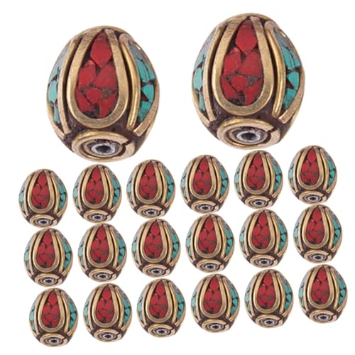 TOKIDNY 1 Satz Nepal Handmade Buddha Perlen Gelbe Messing Spacer Perlen Mit Loch Für Diy Schmuckherstellung Dekorative Bastelmaterialien Vintage Stil Hautfreundlich 20 Stück von TOKIDNY