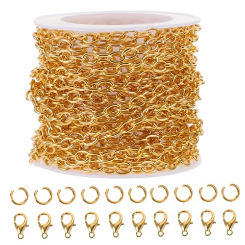 TOKIDNY 1 Set Halskettenkette Mit Schnallen, Material Zur Armbandherstellung, Kette Und Ring, Karabinerverschlüsse, Metallkette Zur Schmuckherstellung, Schmuckherstellungskette, von TOKIDNY